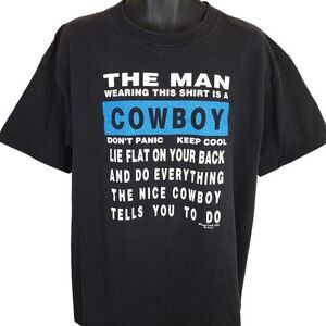 Cowboy T Shirt Vintage 90s The Man Wearing This Shirt Rodeo Oneita Mens Size XL